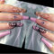 Long Fake Nails Stick on Pink French Coffin False Nail,24 Pcs Ballerina Butterfly Press on Nails with Rhinestones,Fake Nail with Glue Stickers Artificial Glitter False Nails for Women Girls