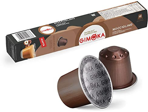 Gimoka Goût NOISETTES - 100 Capsules Aluminium - Compatibles avec les machines à café à usage domestique Nespresso* - Produit en Italie (lot de 10 x 10)
