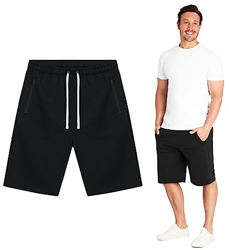 Pantalon Corto Hombre Deporte Verano Pantalones Cortos Hombre de Felpa Francesa Algodón Bermuda Shorts Deporte con Bolsillos Ropa Verano Casual Gimnasio Fitness Tallas M-3XL (Negro, M)