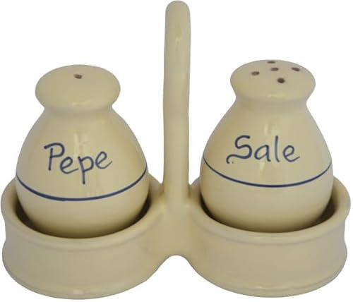 Colì Set 2 Pezzi Dispenser Sale e Pepe in Terracotta, Set Combinato con Saliera e Pepiera, Shaker per sale e pepe Set spargi Pepe e Sale