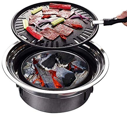 Samnuerly Tragbarer Holzkohlegrill, japanischer Tischgrill, runder Grillofen, Outdoor-Barbeque-Grill für Yakiniku, Robata, Yakitori, Takoyaki und BBQ