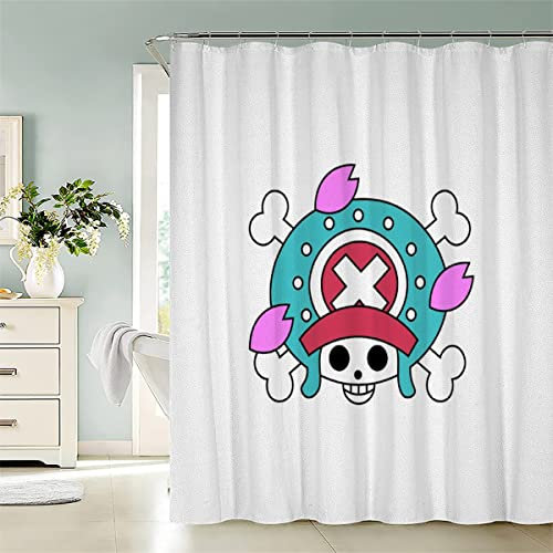 TiaoTian Rideau de Douche 120x200 Mangas Rideau de Douche épaissi Anti Moisissure 3D Imprimé Tissu Imperméable Polyester Dessin Animé Kawaii Pirate Rideaux de Douche Lavable Machine avec 12 Anneaux