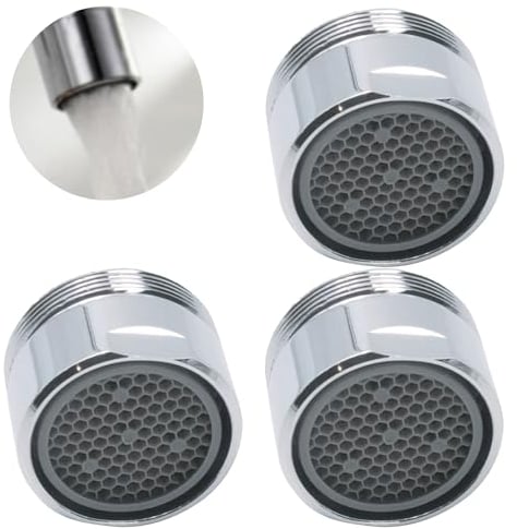 3 Pcs Tap Nozzle Replacement Part, Brass Male Tap Aerators, 24mm Water Saver Tap Filter Nozzle, Bathroom Faucet Bubbler Filter, Anti Splash, Stainless Steel Inner, Suitable for Various Faucets