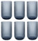 6er-Set Geriffelte Trinkgläser und Weingläser, Line, Linie Geriffelt, Ribbed, Glas, Longdrinkgläser, Cocktail Gläser mit Prägung, Trinkglas, Weinglas, Wasserglas (Blau Trinkglas)