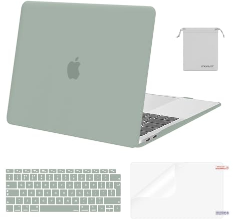 MOSISO Funda Compatible con MacBook Air 13 Pulgadas M1 2021 2020 2019 2018, Plástico Carcasa para Macbook Air 13 Pulgadas A2337 A2179 A1932&Teclado Cubierta&Protector Pantalla&Bolsa,Verde Antiguo