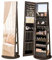 SONGMICS Schmuckschrank, Spiegelschrank, mit rahmenlosem Ganzkörperspiegel, 3 Ablagen, 360° drehbar, abschließbar, Oberfläche in Aschbraun, Innenfutter in Schwarz JJC007K02