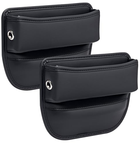 Boutihao 2 Stück Aufbewahrungsbox für Autositze, Auto Vorne Leder, Autositz Gap für Handys, Kleinigkeiten (Fahrersitz+Beifahrer)