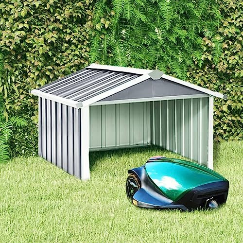 Home outdoor OthersGarden Robot Lawnmower Shed 92x97x63 cm Galvanised Steel Grey