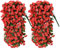 Dremisland 2 Stück Künstliche Blumen Hängepflanzen Outdoor Orchidee Kunstblumen Rebe UV-Beständig Seidenblumen Plastikpflanzen Kunstpflanze für Außen Hochzeit Garten Wand Dekor (2, Rot)