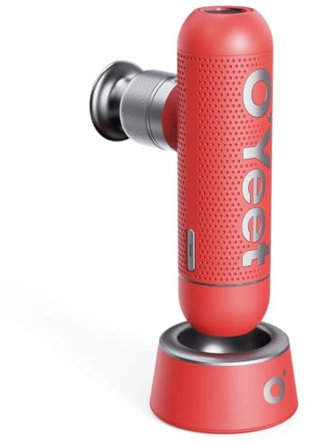 O`Yeet Nex Mini Massagepistole, 4 x abnehmbare Massageköpfen, trendigen tragbaren Tasche, Mini-Ladestation, 4 kalibrierten Geschwindigkeitsmodi +Rotationsmodus