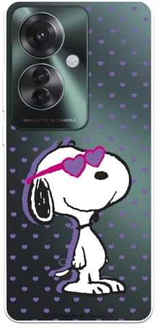 Funda Compatible con OPPO Reno 11 F 5G Oficial de Peanuts Snoopy Corazones para Proteger tu móvil. Carcasa de Silicona Transparente Flexible con Licencia Oficial de Snoopy