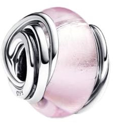 Femme Charms Verre de Murano Rose enveloppant Coccinelle rouge Argent Sterling 925 Pendentif avec Zircon Cubique pour Bracelet