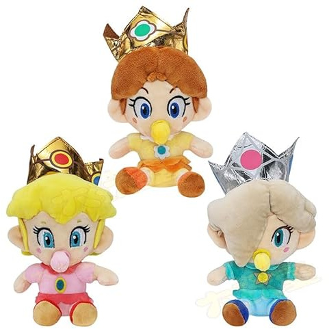 HUAWELL Mario All Star Collection Plüschtier, Daisy, Rosalina, Prinzessinnen, Geschenk für Weihnachten, Neujahr, Geburtstag, 17 cm, 3 Stück