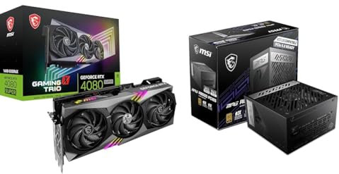 MSI GeForce RTX 4080 Super 16G Gaming X Trio - 16 Go de GDDR6X, 2610 MHz, PCI Express Gen 4, 256 Bits, 3 DP v 1,4a, HDMI 2.1a (Compatible 4K et 8K HDR) MPG A850G PCIE5 Bloc d'alimentation, 850W