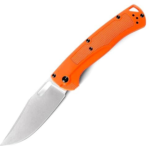 Joa Petit couteau pliant, couteau de poche de qualité supérieure, Tanto, acier CPM154, couteau de cou, couteau de plein air, couteau de chasse, couteau de chasse, couteau à une main, orange, manche
