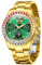 OLEVS Armbanduhr für Herren, automatische Armbanduhr, Kristall, Diamant, Leuchtzeiger mit 3 ATM wasserdicht, luxuriös, strukturiertes Armband, Datumsanzeige, Regenbogen-Gold-Grün