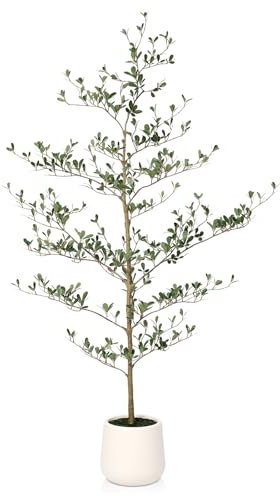 VeriNatural Ulivo Nero Artificiale 150cm-Pianta Finta da Interno Realistica con Vaso Bianco e Muschio-Piante Artificiali Grandi Decorazione per Esterno Casa, Ufficio, Appartamento, Giardino,VN124