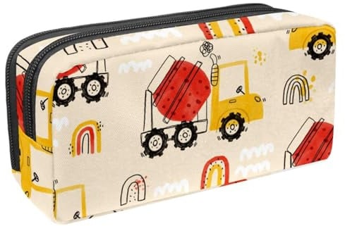 VAPOKF Federmäppchen, Federmäppchen, Schüler-Schreibwaren-Tasche für Teenager, Jungen, Mädchen, Schule, Bürobedarf – Cartoon-Gebäude, Zement-LKW, multi, 2.3x8.2x3.9in/6x21x10cm, Taschen-Organizer