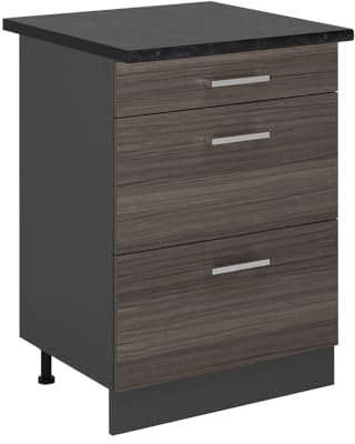 Vicco Mueble bajo de Cocina R-Line, Gris Noble, 60 cm con cajones, ET Antracita