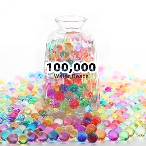 Awrmoo 100000 Water Beads Colorful,Water Gel Jelly Beads for Vases Filler,Floting Candles,Wedding Centerpiece,Christmas Decoration,Floral Arrangement,Home Decoration