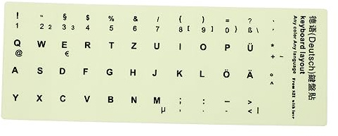QUMIIRITY Leuchtende Tastaturaufkleber Deutsch Tastatur Aufkleber Für Laptop Und Desktop-Computer Glow in the Dark Nach Lichtaufnahme 1 Blatt Für Zuhause Büro Und Schule