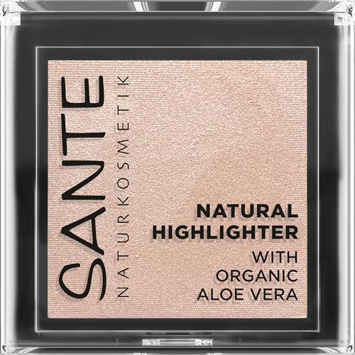 SANTE Naturkosmetik Natural Highlighter 02 Glowy Rose, seidig-weicher Puder-Highlighter mit Bio-Aloe Vera für strahlende Akzente & natürlichen Glow, NaTrue-zertifiziert, 7g