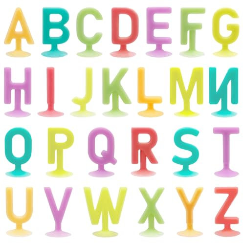 CHUNLINLAODA 26 Pièces Jouets Alphabet à Ventouse Jouets de Bain pour Enfants Jouets d' Aspiration pour Bebe Jouets Enfants Apprenant pour Enfants Éducatif D'Orthographe Lettres À