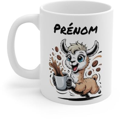 Teecustom Mug Hérisson Personnalisé – Tasse Café Mignonne et Énergique avec Prénom – Cadeau Original (Lama)