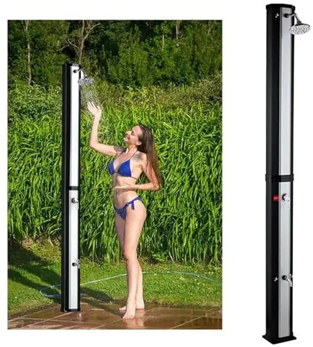 XCSCUK Garden Shower,Outdoor Solar Shower,180° Swivel Head & Foot Washer Tap,Freestanding Swimming Pool Spa Shower