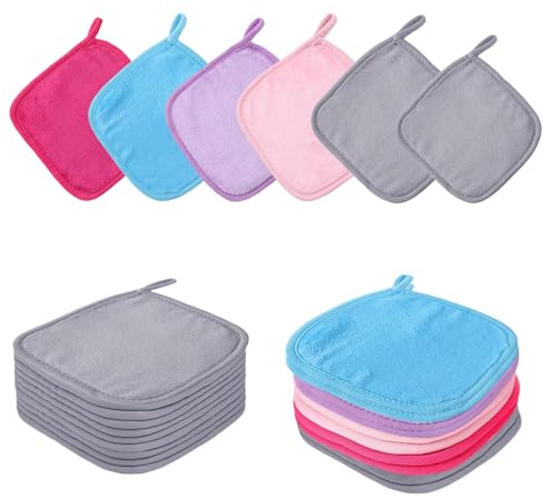 20 Stück Microfaser Abschminktücher Waschbar, 16x16 cm+ 13x13 cm Abschminkpads, Wiederverwendbare Gesichtsreinigungstuch, Schonende Make up Entferner Tücher, Weiches Korallen Fleece Handtücher