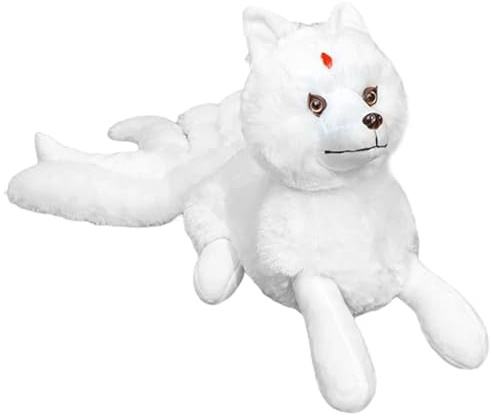 Joygoodta Fuchs-Stofftier, 50, 8 cm, weißer Polarfuchs, Plüschtier mit superweichem, langem Haar, Kitsune-Plüschtier für Kinder und Erwachsene, Plüsch