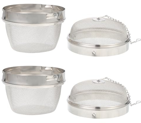 OFFIGAM 2Pcs Large 304 Stainless Steel Ultrasonic Jewelry Cleaner Basket with Mesh Tea Infuser Balls for Watch Cleaning and Kitchen Seasoning Strainer
