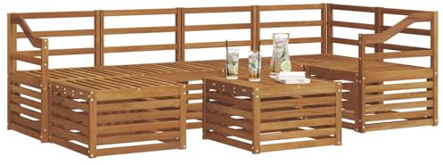 vidaXL 9-teiliges Sofaset, natürliches Akazienholz, massiv, modernes Möbel-Set für Garten und Terrasse, strapazierfähig, wetterfeste Sitze