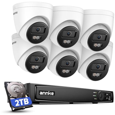 ANNKE 4K PoE Überwachungskamera Set Außen, 8CH NVR mit 2TB HDD | 6× 8MP IP Kameras, Farb- & IR-Nachtsicht, Personen- & Fahrzeugerkennung, IP67, 24/7-Aufzeichnung