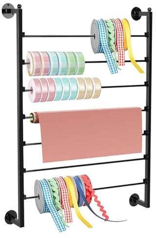 Rollenhalter Geschenkband, Rollenhalterung Bastel Band Halter Organizer mit 7 Etagen, Präsentationsständer für Häkelgarn, Geschenkpapier, Washi-Klebeband