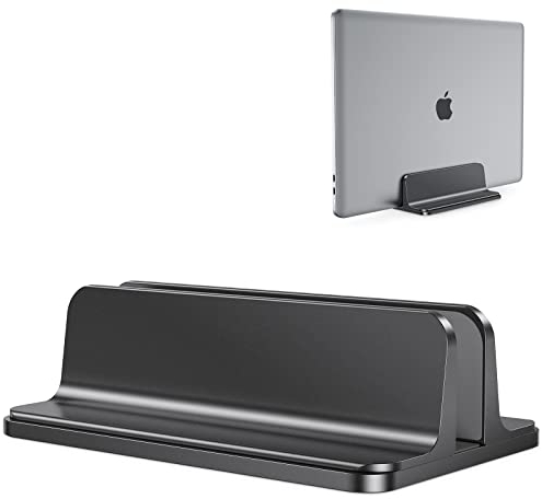 OMOTON Support Vertical réglable en Aluminium pour Ordinateur Portable pour MacBook Pro/Air, etc. (jusqu'à 17,3 Pouces), Noir