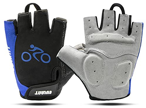 EULANT Fahrradhandschuhe Fingerlos, Gepolstert Handschuhe Halbfinger, Radsport Handschuhe Herren und Damen für MTB Rennrad Mountainbike Krafttraining Fitness Reiten Crossfit Bergsteigen, Blau, XL