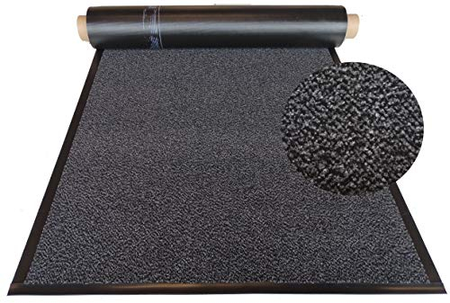 MERTEX Strapazierfähiger Schmutzfangläufer Meterware 90 cm anthrazit meliert - Schnittkanten mit Randprofile (90 x 400 cm, anthrazit)