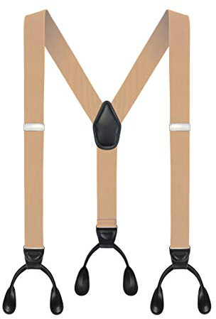 Moulen Herren-Hosenträger mit Y-Rücken, 3,6 cm breit, Knopfende, elastisch, verstellbar