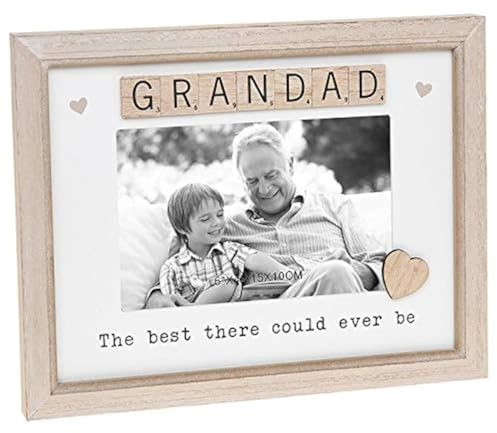 Scrabble Sentiments Wooden Photo Frame Grandad Gift, Beige
