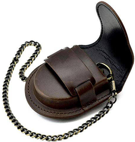 Roy Coopers Etui für Taschenuhren KROSS braun mit Kette - Güteltasche