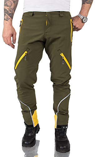 Rock Creek Herren Softshell Hose Cargohose Outdoorhose Wanderhose Herrenhose Wasserdicht Skihose Arbeitshose Winterhose Trekkinghose H-233 Dunkelgrün M
