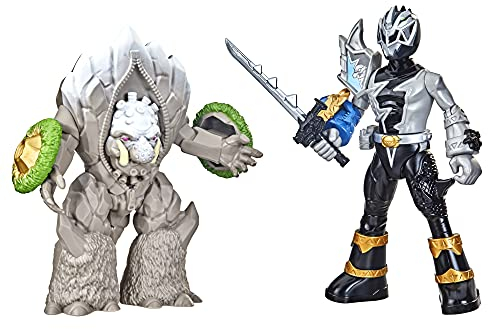 Power Rangers Dino Fury Battle Attackers - 7 18cm Articulated Action Figure Twin Packs - Black Ranger vs Smashstone