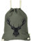 EXPRESS-STICKEREI Turnbeutel wasserdicht Grün Sportbeutel mit Hirsch Motiv Wander Rucksack Männer/Frauen Gym Bag Beutel mit Hirschkopf Beuteltasche Damen | Schulrucksack Mädchen Teenager