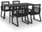 Tidyard 5-tlg.Garten-Essgruppe Gartenmöbel-Set Möbelset Gartengruppe Sitzgarnitur Mit 1 Tisch und 4 Sesseln,Gartengarnitur Outdoor Essgarnitur,PVC-Rattan, pulverbeschichteter Stahl, Glas