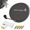 Zehnder 60cm Spiegel Schüssel Stahl + LogiSat Quad LNB | 4 Teilnehmer HD Digital SAT Anlage Set anthrazit | DVB-S/S2 Full HDTV 3D 4K Ultra HD UHD Empfang