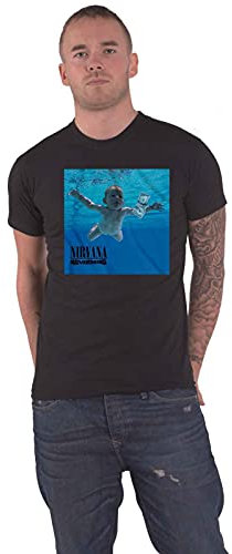 Nirvana T-Shirt Gelb Smile Band Logo Neu Offiziell Herren Schwarz, Schwarz, XXL