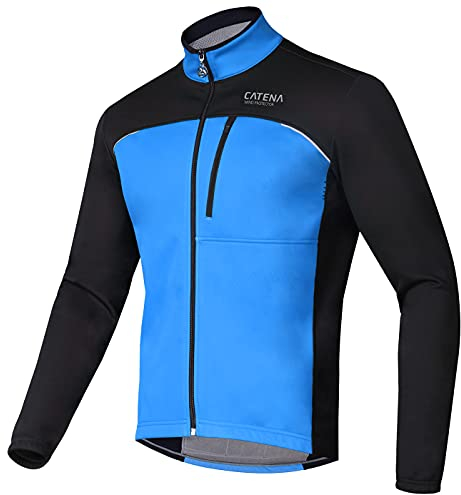 CATENA Fahrrad-Thermojacke für Herren, Winter-Fahrradjacken, Thermo-Winddichte Jacken für Männer, kaltes Wetter, Radfahren, Laufen, blau, XX-Large