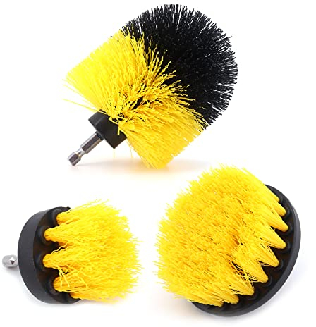 Juego de Accesorios de cepillos para Taladro, Cepillo de Limpieza para Taladro y Almohadillas para Fregar para Limpiar bañeras, baños, Cocina, Azulejos, lechada, alfombras, neumáticos (3 Piezas)