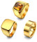 Dochais 3PCS Edelstahl Ring Herren - Schlicht Gold Schwarz Zirkon Elegant Runden Siegelringe (Gold, 67)
